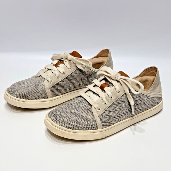 OluKai Women’s Pehuea Li Slip On Shoes Beige Gray Mesh Convertible Heel Size 7 - Picture 3 of 13